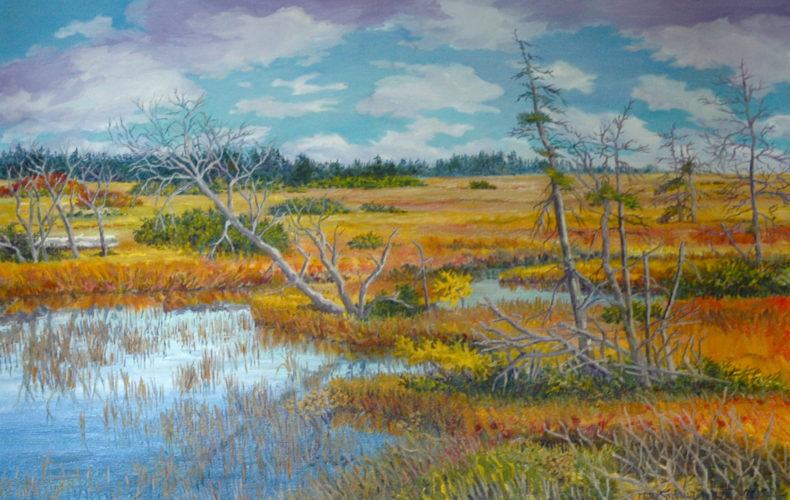 Joy Laking, Autumn Marsh, oil painting 2013, 34" x 36"