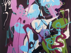 Dylan Fish, â€œRen & Stimpyâ€, 6â€² x 4â€², acrylic latex enamel, spray paint, 2014