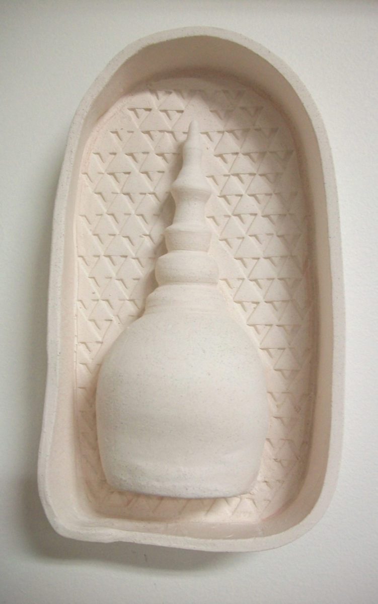 Christine Waugh, Bare, 2014, Stoneware clay, 8" x 6" x 1/2", photo courtesy of the artist