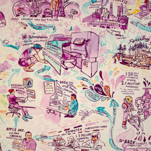 repeat pattern wallpaper showing workers