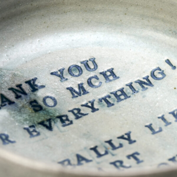 Emily May, a part of the "Lost and Translation" series (detail), soda fired stoneware.