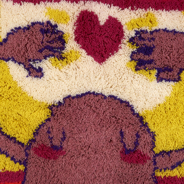 Fern Pellerin, "ME MANGAV TUT" detail, Wool, rug canvas, cotton thread, 4' x 2', June-August 2020.

Photo by Wiebke Schroeder.