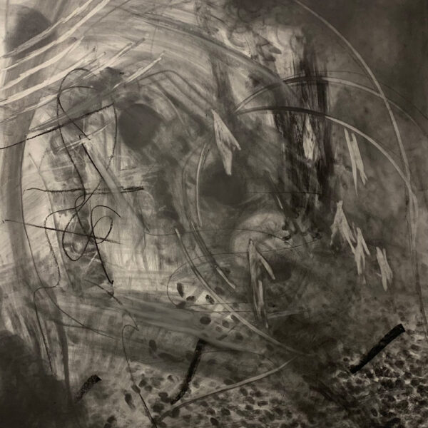 Emma Jordan, "Untitled Series III- 2 of 2", charcoal, graphite, conte on academia, 45 x 50", 2021. Image courtesy of artist.