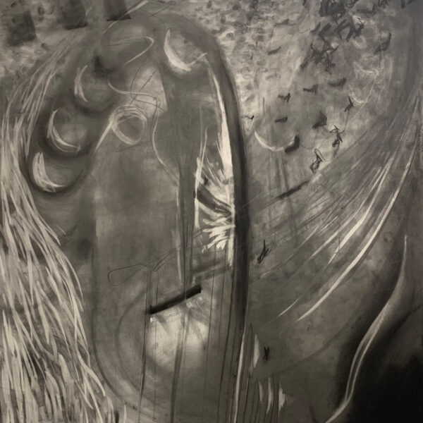 Emma Jordan, "Untitled Series III- 1 of 2", charcoal, graphite, conte on academia, 45 x 50", 2021. Image courtesy of artist.