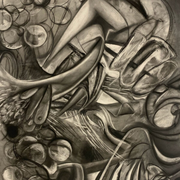Emma Jordan, "Emmulation Drawing", charcoal, graphite on paper, 39 x 44". Image courtesy of artist.